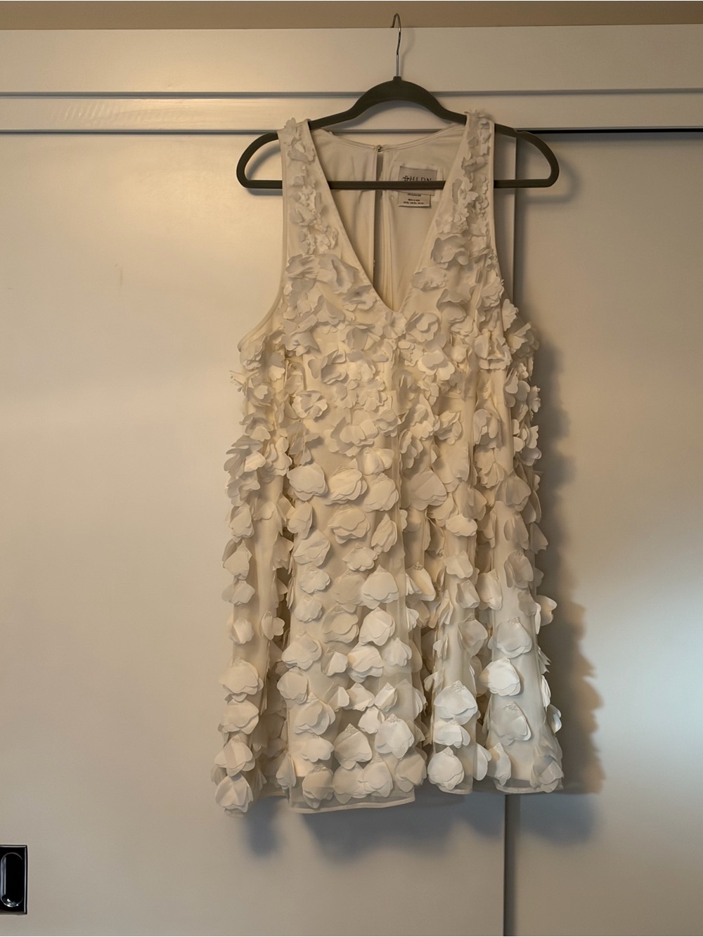 BHLDN white Floral Applique V-Neck  party Dress